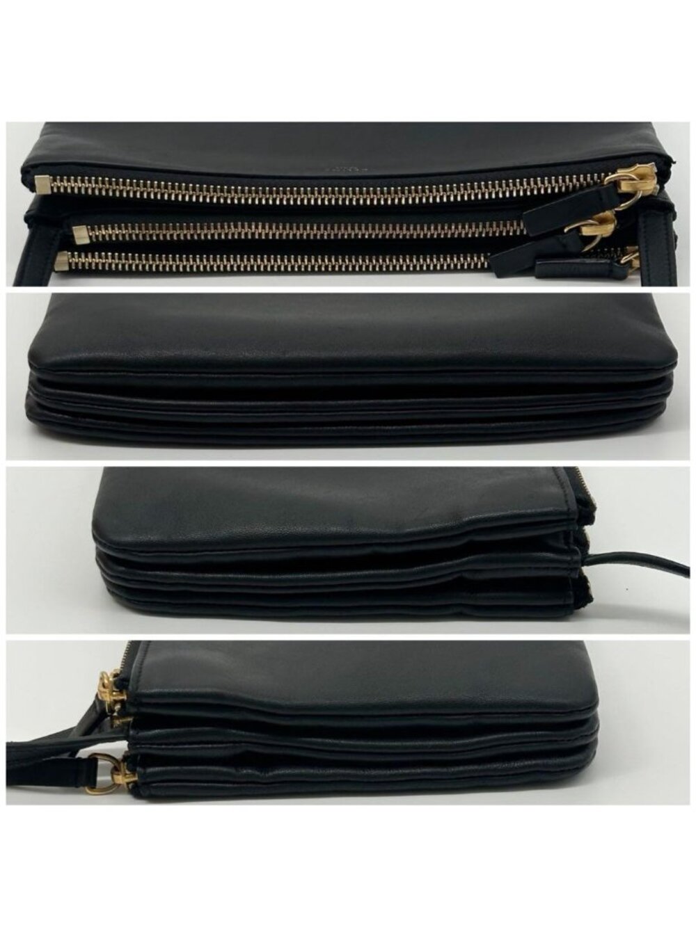 Celine Trio Small Shoulder Bag Pouch Leather Phoebe Philo Era - Picture 5 of 15